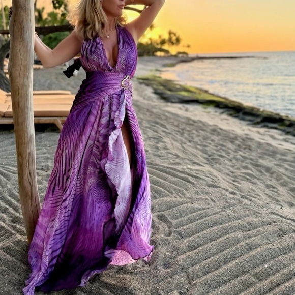 HOUSE‎ OF CB 'Olessia' Orchid Backless Halter Maxi Dress NWOT size L - Picture 5 of 14